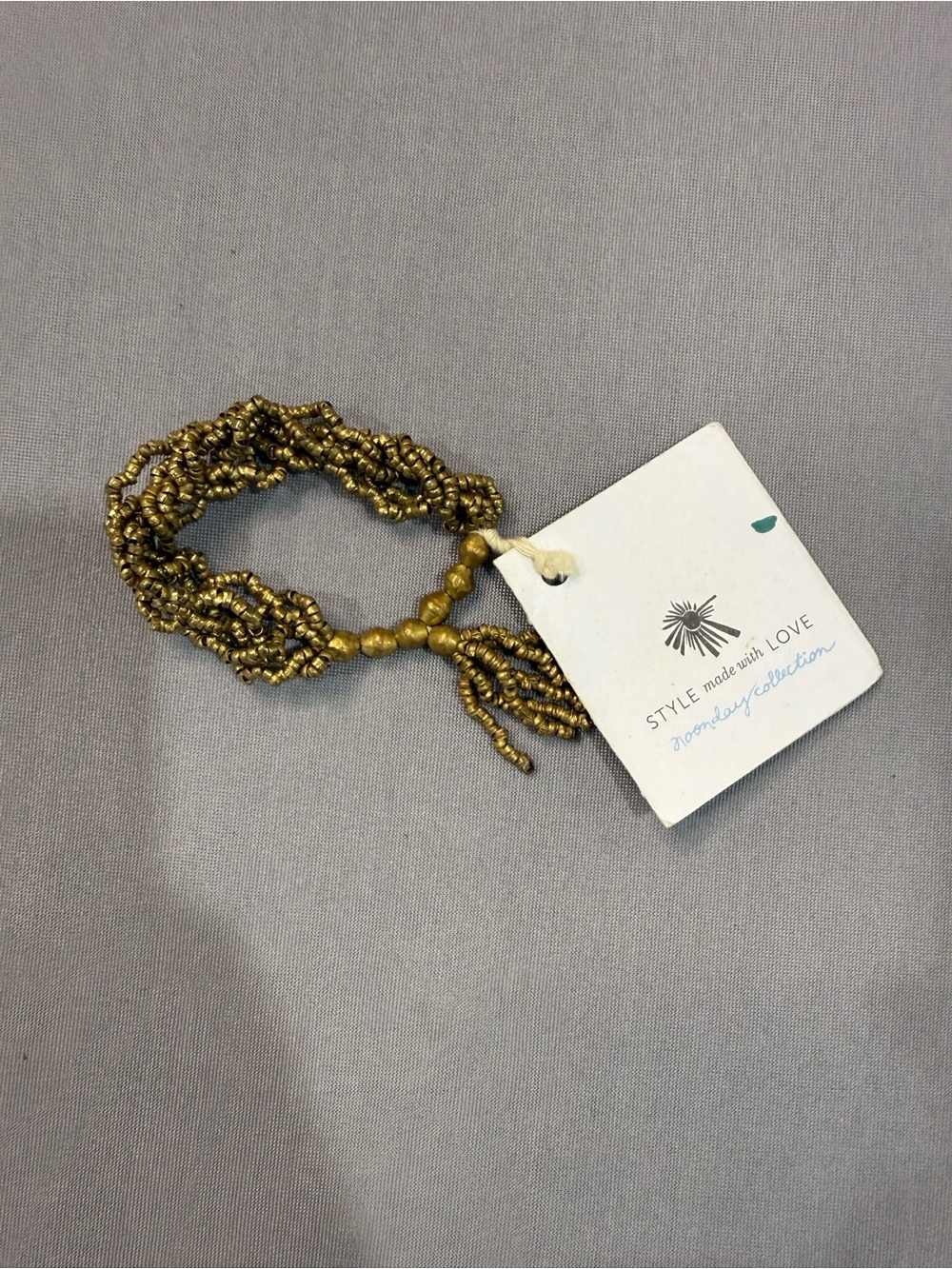 Noonday Collection Gold Beaded Wrap Bracelet Adjustable Tie Closure